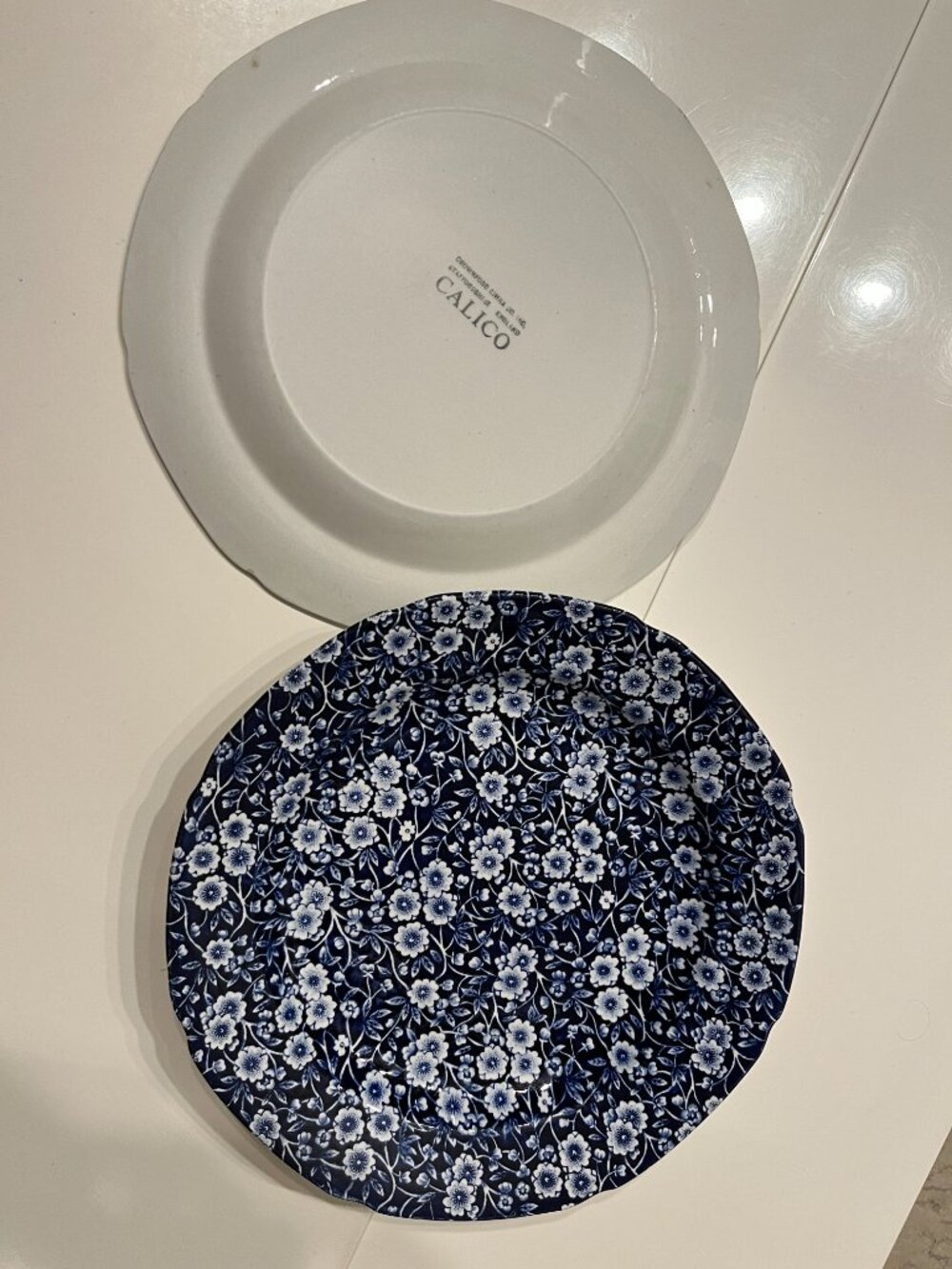 Calico Blue dinner plates -Crownford China (Staffordshire, England) (SET OF TWO)